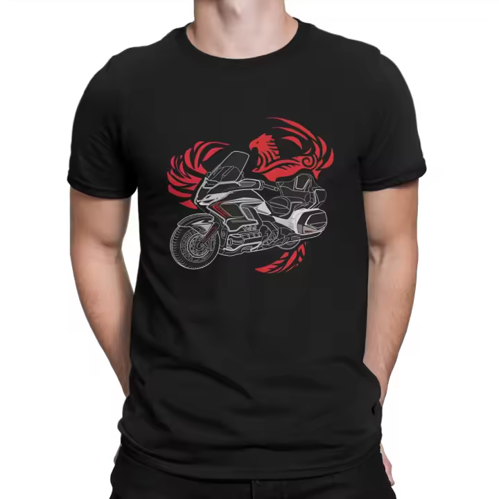 Camiseta De Motocicleta Goldwing Legend Para Hombres Algodón Humorística Camiseta De Manga Corta Impresa Casual Cómoda Y Transpirable - 1