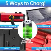 5000mAh Radio DE EMERGENCIA FM XSY-320 portátil de mano-powered Alarma Solar recargable con Alarma SOS Lintera Meteorológica de Energía para el hogar del coche - details 2