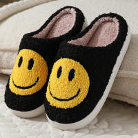 Zapatillas De Algodón Para Mujer Con Dibujos Divertidos Antideslizantes Para Uso Doméstico Rostro Sonriente Otoño/Invierno Couplet De Piel - details 6