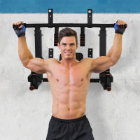 HOMCOM Barra de Dominadas de Pared con Almohadillas Barra de Pull Up de Acero Multifuncional para Fitness Entrenamiento en Casa Adultos Carga Máx. 120 kg 93x72x48 cm Negro - details 1