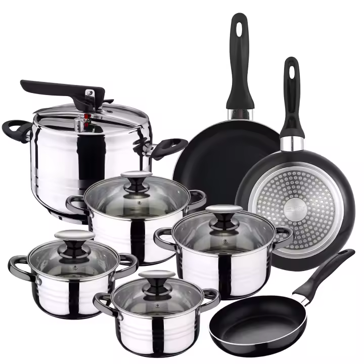 Set de Olla a presión 5 L SIP DUNA + Batería cocina 8 piezas SIP + Set 3 sartenes 16/20/24 - 1