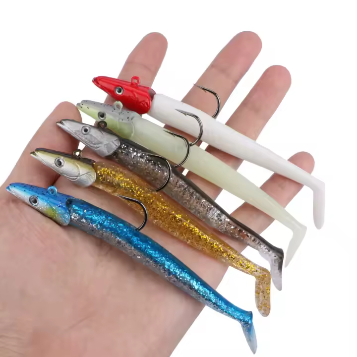 5pcs Lanzador De Señuelos Minnow Jig Head Suave Con Anzuelos 10g/0.35oz 11cm/0.39in Para Pesca En El Mar Y Río Lure Para Salmón Y Bass - 1