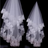 Velo De Novia Blanca De Encaje Bordado En Tulle De Alta Calidad 1 Capa Accesorios De Boda Para Mujer Medio Brazo 2024 - details 0