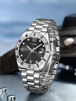 TOMI 4PCS Reloj De Negocios Para Hombre Lujo Con Caja De Regalo Caja De Diamante Calendar Correa De Acero Inoxidable Reloj De Cuarzo - details 1