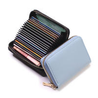 Cartera De Tarjetas De Negocio Para Hombres Y Mujeres En Gris PU Cuero Protegido Monedero Con Cierre De Cremallera 20 Espacios Para Tarjetas - details 21