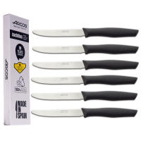 Arcos Juego Cuchillos Carne Cuchillo chuleteros Cuchillos Sin Punta Cuchillos Mesa  6 Uds  Hoja 110 mm  Acero Inoxidable  Mango Nylon  Apto lavavajillas  Envase Ecológico (Filo Serrado) - details 0