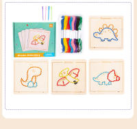 Juguete Educativo De Madera Para Niños Con Puzle De Bordado Y Hilo Patrón Cartoon Juego De Actividad De Tejido Para El Tablero Ocupado Regalo Para Niños - details 9