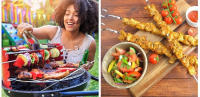 Juego De 10 Palillos De Barbecue Portátiles Al Aire Libre Con Mango De Madera Doble Borde De Acero Inoxidable Herramienta De Barbecue Ecológica - details 5