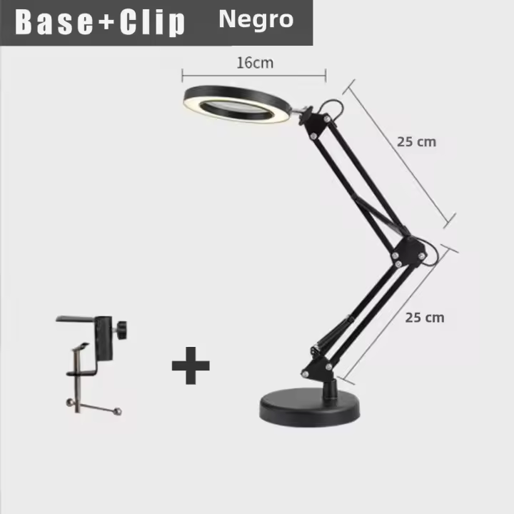 BIT Lupa con luz LED 2 en 1, lámpara de escritorio con 3 modos de Color, regulable, sin escalonamiento, manos libres, 5X - 1