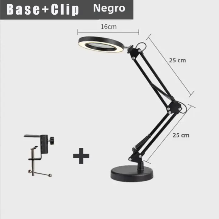 BIT Lupa con luz LED 2 en 1, lámpara de escritorio con 3 modos de Color, regulable, sin escalonamiento, manos libres, 5X - 1