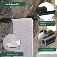 Juego De Accesorios De Baño En Acero Inoxidable 304 Con Barra De Toalla Anillo De Toalla Porta Papel Y Gancho De Bata Niquel Pulido - details 0