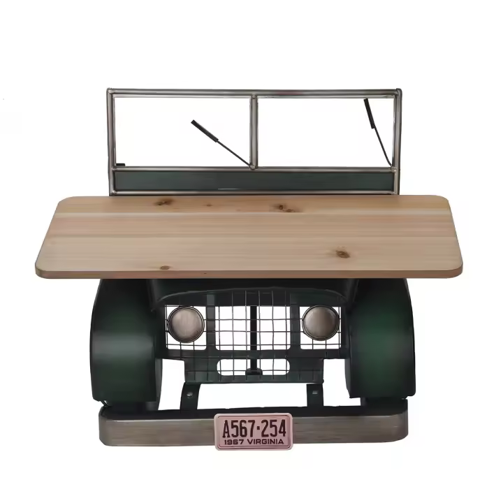CAPRILO REGALOS & DECORACIÓN Mesa Decorativa Retro de Madera y Metal "Coche Verde" . Muebles Auxiliares. Mesitas. Regalos Originales. Decoración Hogar. 45 x 28 x 36,50 cm - 1