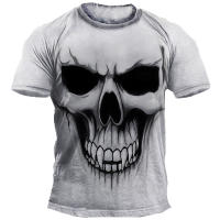Camiseta De Halloween Para Hombres Estilo Hip Hop Y Streetwear Camiseta De Calavera Sobredimensionada Casual Manga Corta Te De Poliéster Y Spandex - details 5