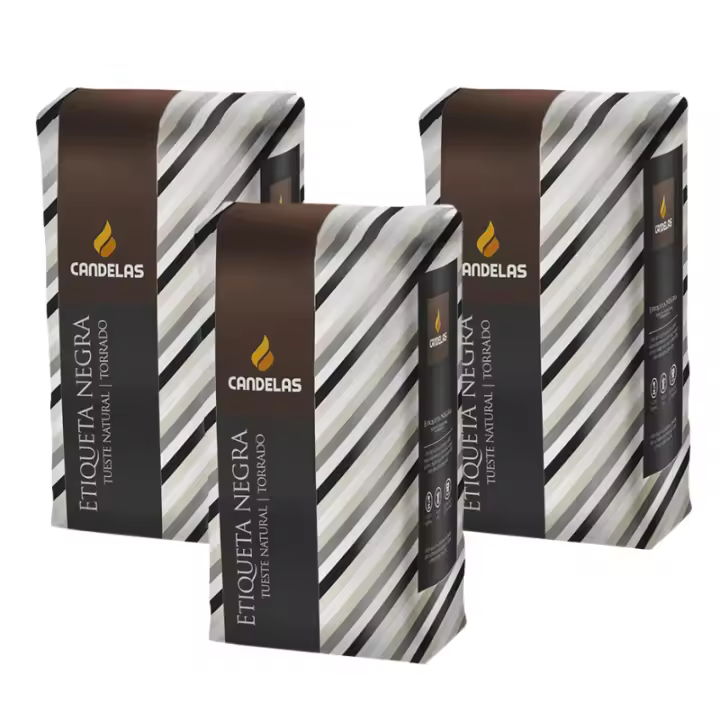 Café Candelas Etiqueta Negra Grano Natural 3 Bolsas 500g (1,5kg) - 1