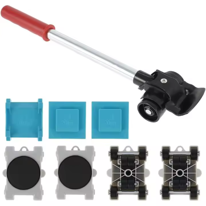 Kit para mover muebles pesados, juego de 8 ruedas para muebles con 1 barra de elevación y 4 ruedas móviles, ruedas para mover muebles de hasta 200 kg - 1