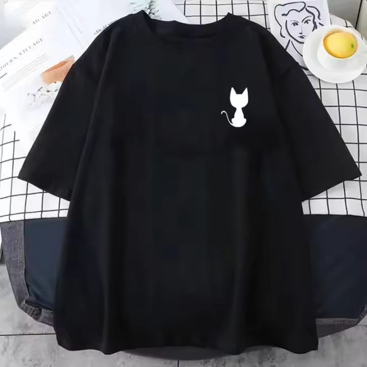Camiseta De Verano Para Hombre Con Estampado De Gato Manga Corta Deporte Al Aire Libre Casual Suave Y Transpirable Protección Solar - 1
