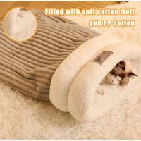 Bolsa De Dormir Para Mascotas Invierno Grueso Cálido Suave Plush Semi Aislado Viento Prueba Silla De Gato Perro Cómoda Cama Para Hogar - details 1