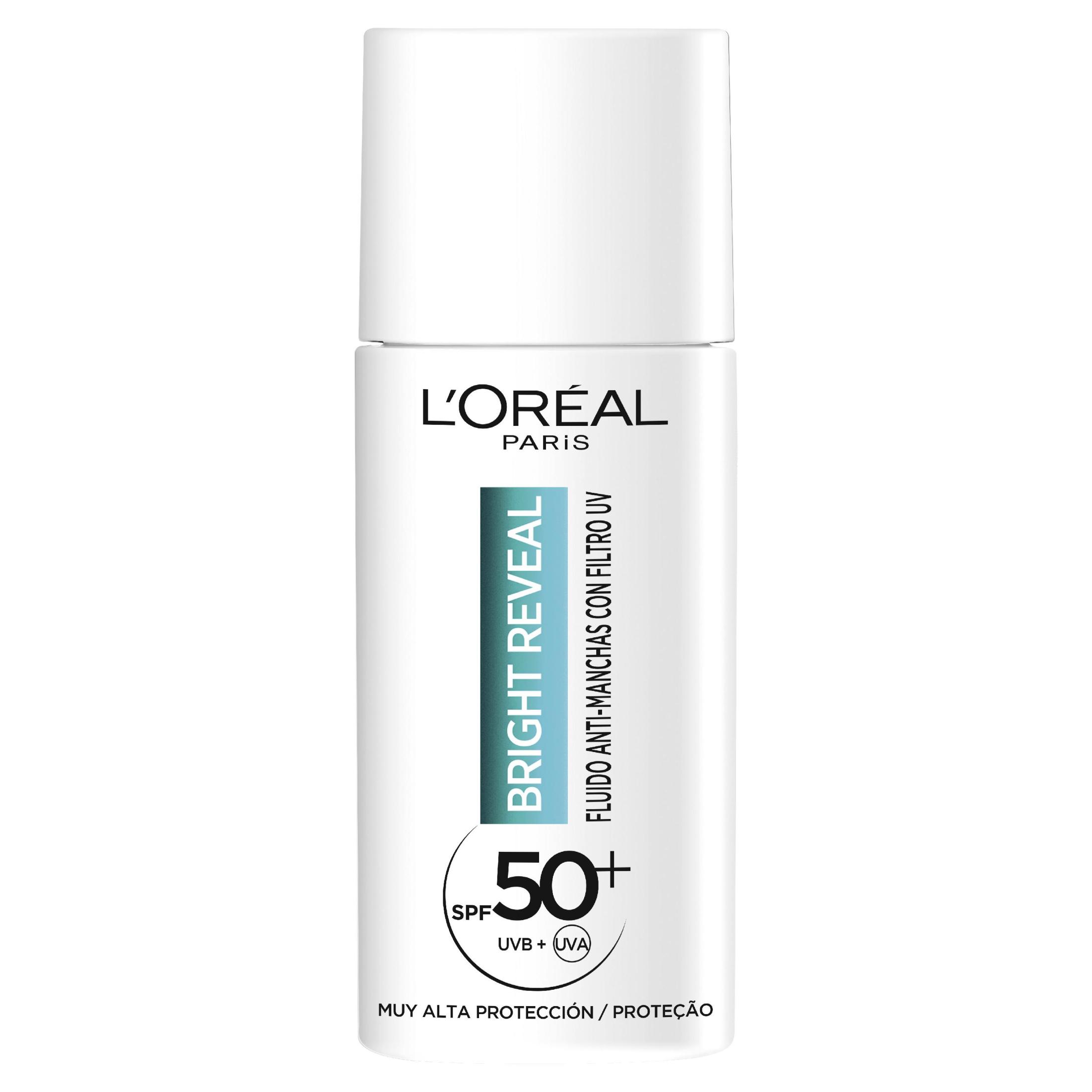 L'Oréal Paris | Bright Reveal Fluido Hidratante Anti-manchas con Filtro UV SPF50+ y Niacinamida