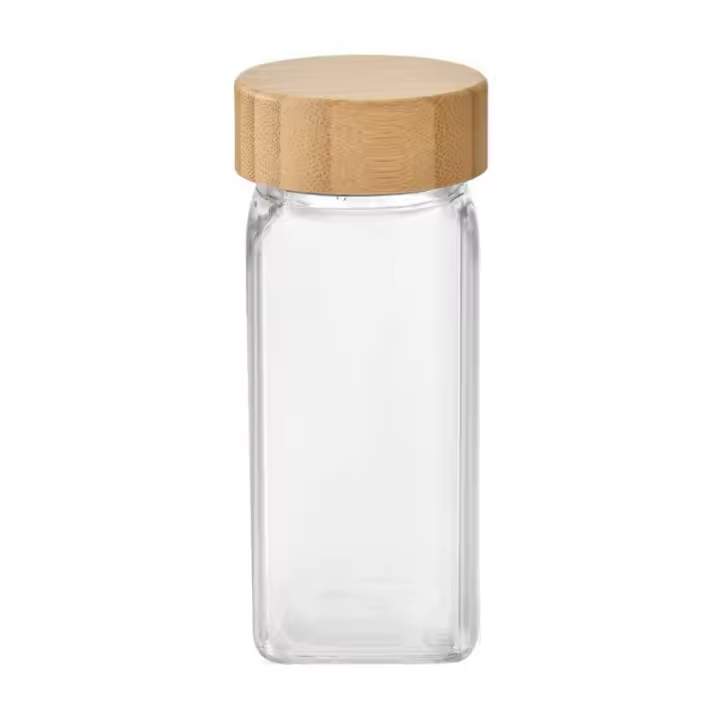 Botella De Condimentos De Madera De Bambú 120ml Con Tapa Cuadrada De 4oz Juego De Pimienta Con Agujero Jarra De Polvo Moderna Sin Químicos Originales En China - 1