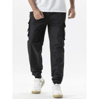 Pantalones Casuales Para Hombre Color Sólido Talla Grande Estilo Recto Con Cinturón Y Bolsillos Multifuncionales Para Trabajo Y Raparropa De Verano Y Primavera Adecuados Para Exterior Y Día - details 2