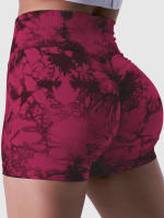 Shorts De Ciclismo De Yoga Para Mujer Cintura Alta Multicolor Tie-Dye Levantamiento De Caderas Sin Costuras Para Ejercicio Running Gimnasio - details 3