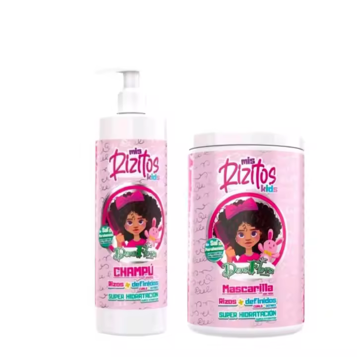 Dona Flora Mis Rizitos Kids Champú 500ml + Mascarilla 1000ml – Pack Cabello Rizado Infantil Hidratación Profunda Rizos Definidos Dona Flora - 1