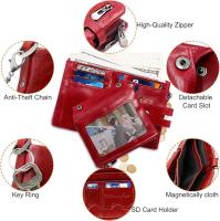 Cartera de piel para Mujer,with RFID Bloqueo,16 Ranaduras para Tarjetas with Cremallera Compartimiento Múltiple Billetera Bifold Mujeres para Crédito, Billetes y Monetas - details 3
