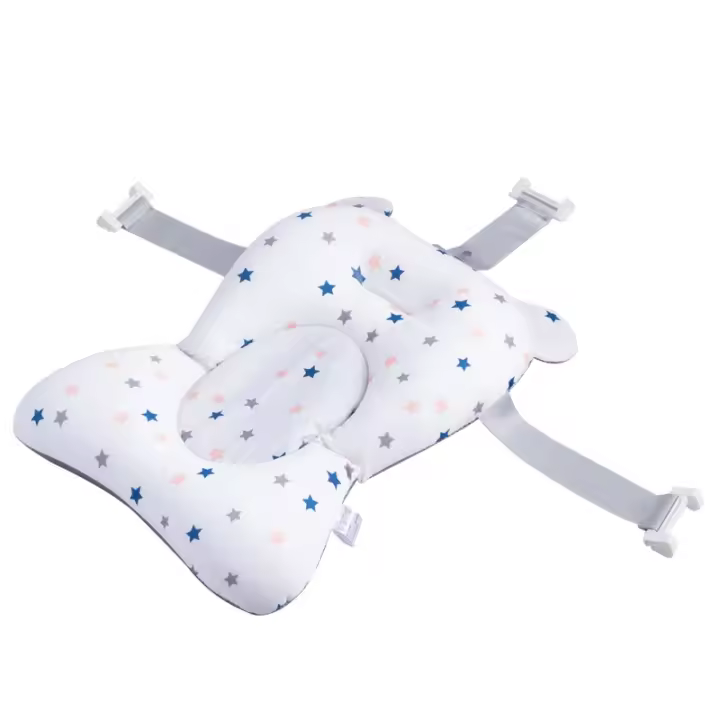 Alfombra de baño para bebé de 22 x 14,2 pulgadas, cama de baño para recién nacido, alfombra de malla suave antideslizante ajustable, respaldo plegable para silla de baño para bebé, alfombra flotante para baño de bebé, adecuada para 0-18 meses - 1