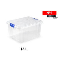 Caja de almacenamiento de 16 L con tapa, transparente, 40 x 30 x 21 cm - details 0