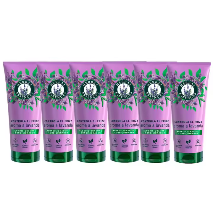 Herbal Essences Controla El Frizz Acondicionador Lavanda, Pelo Encrespado. Ayuda A Desenredar/Hidratar/Suavizar. De Origen Natural. Vegano, No Testado En Animales. 6 Unidades de 250 ml - 1