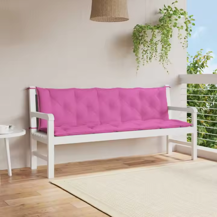 Cojines de banco de jardín 2 uds tela Oxford rosa - 1