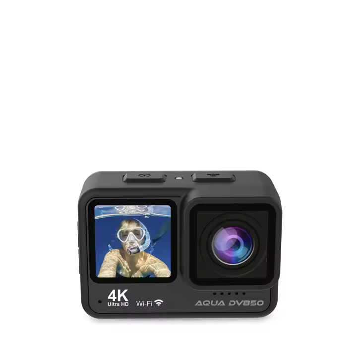 PRIXTON Cámara Deportiva AQUA DV850, WiFi, App Móvil, Doble Pantalla LCD IPS, Resolución 4K y 24M, Estabilizador de Imagen EIS, Sumergible, Autonomía 1,5h, Tarjeta SD hasta 128GB - 1