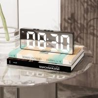 Reloj De Alarma Digital LED Con Control De Voz Dual Snooze Temperatura Mute Reloj De Mesa Estudiante 12/24H Forma Geométrica - details 4