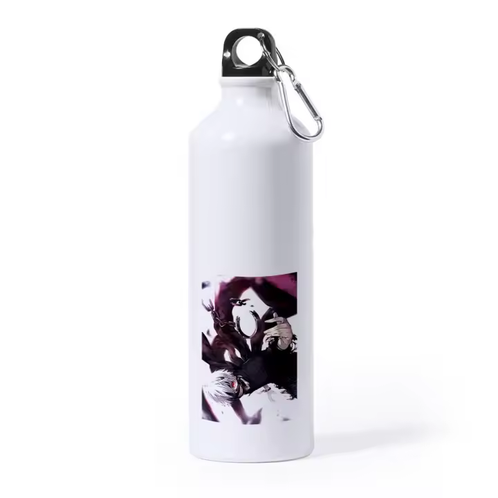 BIDON GRANDE 800 ML ACERO INOXIDABLE KANEKI TOKYO GHOUL deporte deportivo con mosqueton botella kaneki blood shonen - 1