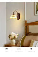 Lámpara De Pared Minimalista Nórdica Luz De Dormitorio Lámpara Retro Estadounidense Para Sala De Estar Pasillo Material De Madera Sólida Y Vidrio Transparente - details 21