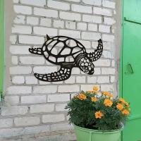 Ornamento De Tortuga Marina De Metal Tamaño Grande Para Decoración De Pared Tema Playa Interior Sala De Estar 15.74 Pulgadas - details 1