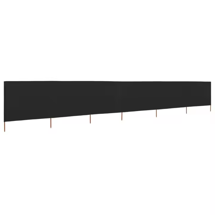 Paravientos de Playa de 6 paneles de lona Negro 800x120 cm - 1