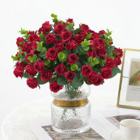 Vaso De Flores Artificiales Para Decoración De Hogar Jardín Exterior Navidad Rosas Silken Eucalipto Hojas Plantas Falsas Para Bodas Y Fiestas - details 5