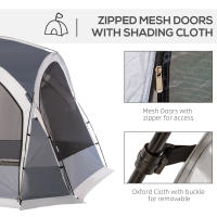 Outsunny Carpa Portátil para 6-8 Personas Carpa de Camping con 4 Mosquiteros Gancho y Bolsa de Transporte Anti-UV para Pescar Senderismo 350x350x230 cm Gris y Blanco - details 4