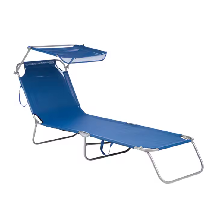 Tumbona de tela de textileno con Estructura de Aluminio y Asas de Transporte Ideal Para La Playa, El Jardín, El camping y la Pool color Azul - 1