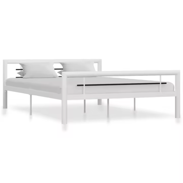 vidaXL Estructura de cama sin colchón metal blanco y negro 140x200 cm - 1