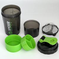 Botella De Proteína Con Agitador De 3 Capas Botella De Agua Para Ejercicio Y Construcción Corporal Mezcladora De Plástico - details 2