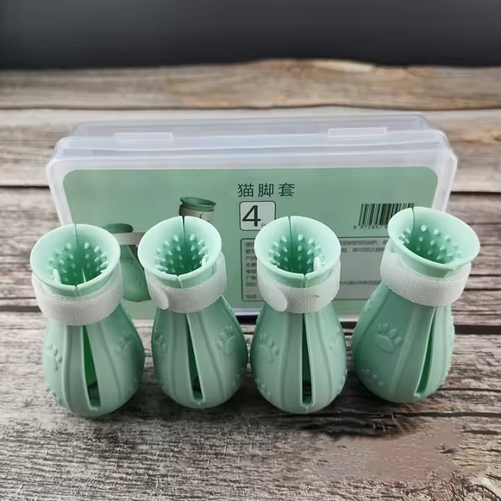Protector De Uñas Para Gato Zapatos Antiscratch Para Baño Ajustables Botas De Baño Para Gatos Cubierta De Uñas De Gato Suministros De Peluquería Para Mascotas - 1