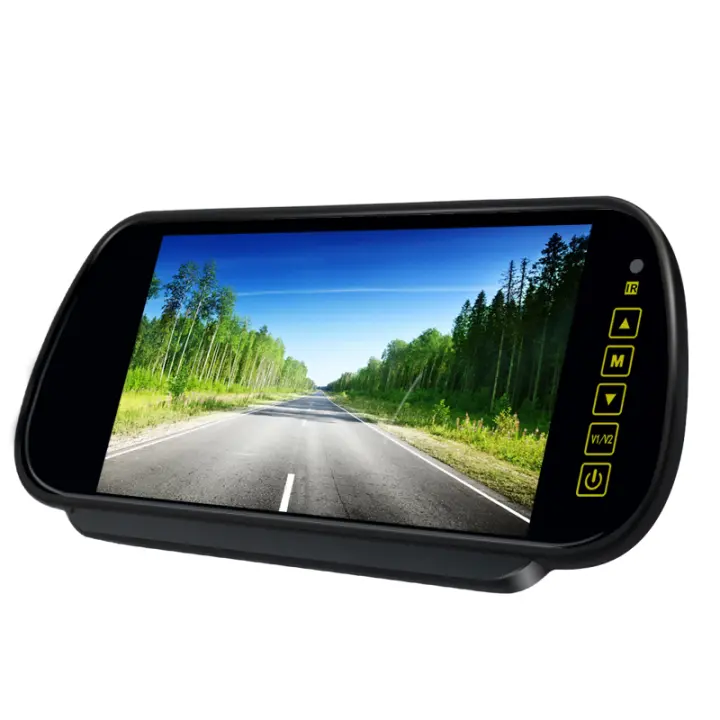 Monitor De Espejo Retrovisor Para Coche 7 Pulgadas Pantalla TFT LCD HD Universal Con 2 Entradas AV Cámara De Parkings Traseros - 1