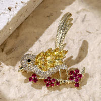 Broche De Flor Dorada Con Zirconia Joyería De Novia Lujo Accesorios Para Mujer Regalos Para Damas De Honor Adornos Elegantes Para Bodas - details 12