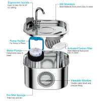 Fuente De Agua Inalámbrica Para Gatos De Acero Inoxidable Recargable Automática Filtro De Circulación Silenciosa Tazón Para Mascotas - details 6
