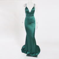 Vestido De Seda Elástico Con Cuello En V Y Espalda Descubierta Para Fiesta De Noche Boda Y Compromiso Vestido De Noche De Mujer Longitud Del Piso Estilo Mermaid Sin Mangas - details 27
