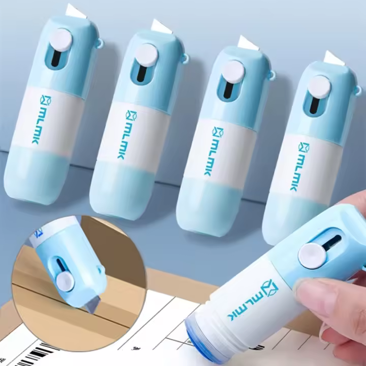 Abrepuertas Retráctil Con Papel Térmico Y Corrector 2 En 1 Con Cuchillo Protector De Privacidad Para Información Eraser - 1