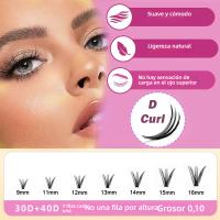 Kit de pestañas postizas de racimos: Juego de extensiones de pestañas de volumen ultra denso con aplicación de calor segmentada. - details 38