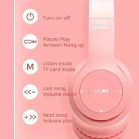 Auriculares De Juego Inalámbricos P47M Con Orejas De Gato Luminosas Y Micrófono Control LED Estéreo Para Teléfono Bluetooth Regalo - details 5